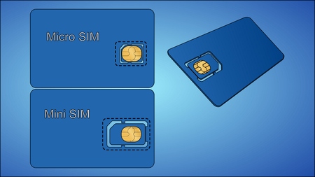 Sim card with carrier on a blue background Sim card with carrier on a blue background