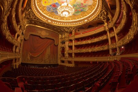Paris, France - October, 2017: Auditorium inside of the Palais Garnier Opera Garnier in Paris,...
