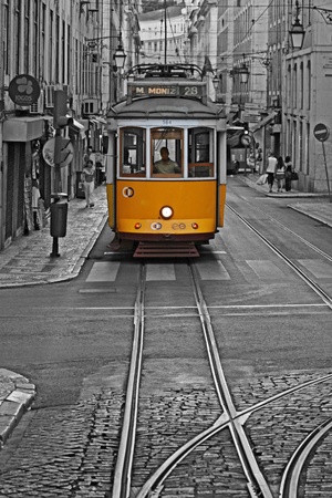 Tram in Lisbon, Portugalのeditorial素材