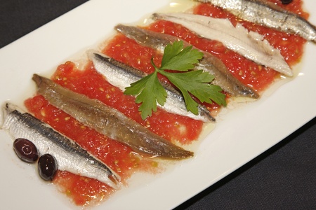 Gastronomy, anchovies and anchovyの写真素材
