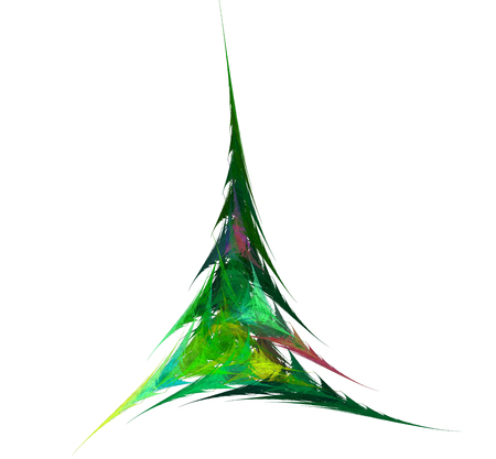 Abstract fractal Christmas tree on white background, computer-generated image for cards, invitation, design concepts, web, prints, posters.の写真素材