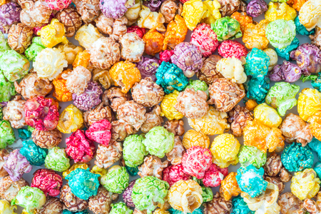 Colorful candy popcorn backgroundの写真素材