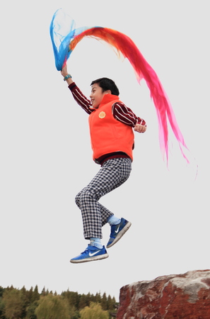 a boy jumpingのeditorial素材