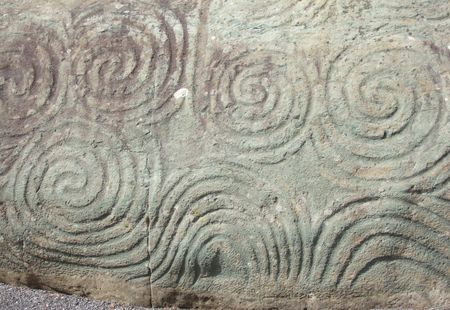 Entrance stone at Newgrange, a Unesco World Heritage in Irelandの写真素材