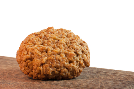 walnut delicious cookies on wood isolated on whiteの写真素材