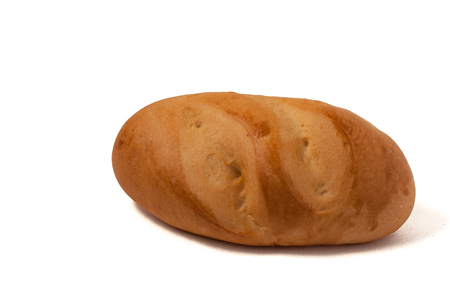 small bun loaf of bread isolated white backgroundの写真素材