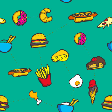 Decorative colorful background food seamless vector patternのイラスト素材