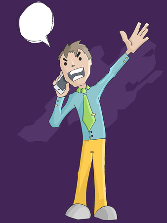 Angry businessman yelling on the phoneのイラスト素材