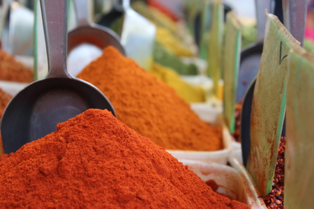 Colorful spices in the marketの写真素材