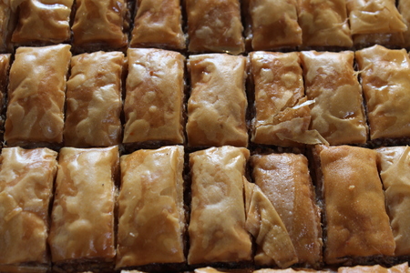 Baklava in the market , Sweet pastry in the Arab kitchenの写真素材