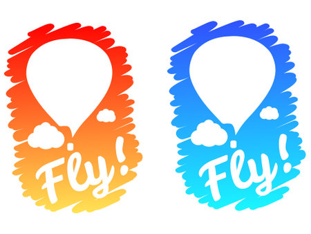 logos with balloons. The text "Fly!"のイラスト素材