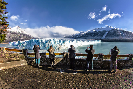 Blue ice in Perito Moreno Glacier, Argentino Lake, Patagonia, Argentinaの写真素材