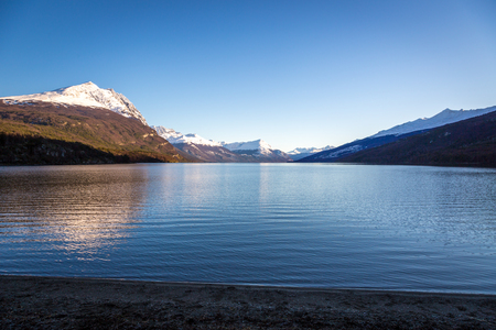 Beautiful scene in the lakes of Ushuaia, Argentina, Patagoniaの写真素材