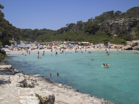 People enjoying the summer in Cala Llombards, Majorca, Balearic Islands, Spain