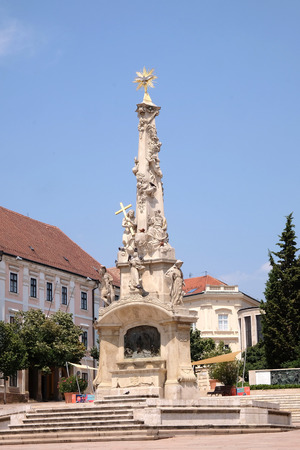 PECS, HUNGARY - JULY 2015: Monument in the main square in Pecs, Hungary.のeditorial素材