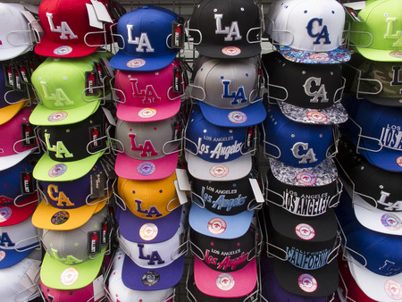 LOS ANGELES, USA - MAY 2015 Colorful Caps on display in Hollywoodのeditorial素材
