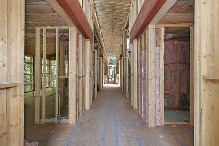 Long hallway in luxury home under constructionの写真素材