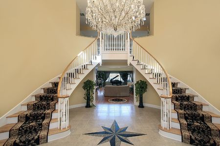 Foyer in luxury home with floor designの写真素材