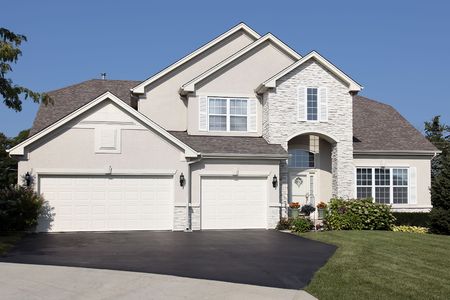 Luxury home in suburbs with stone entryの写真素材