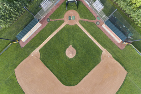 Overhead view of a high school baseball diamond in the Chicago suburb of Palatine, IL. USAの写真素材