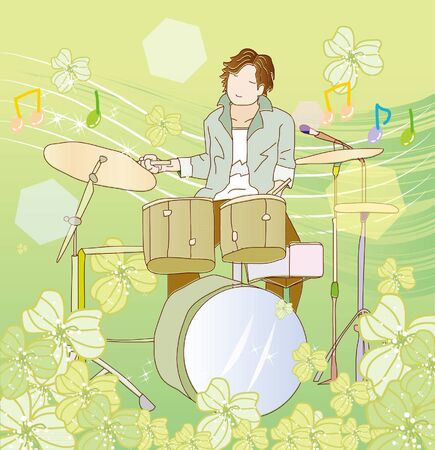 Man performing with drumのイラスト素材