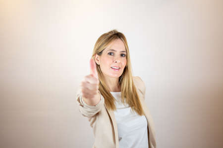 Woman giving a thumbs up