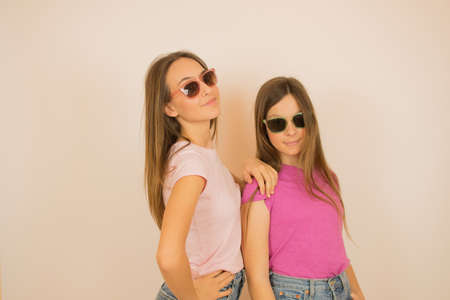 Two pretty girls ready for summerの写真素材