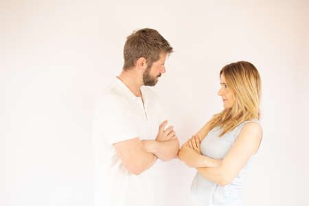 Handsome couple looking at each other