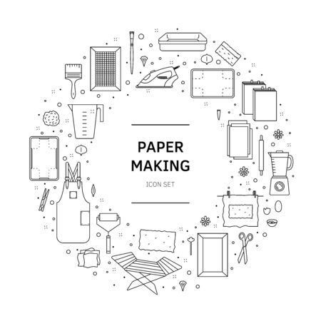 Items for hand papermaking icon set vectorのイラスト素材