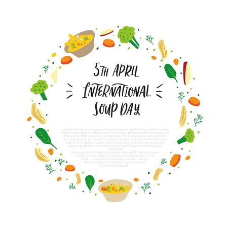 Hand drawn vector illustration of chicken soupのイラスト素材