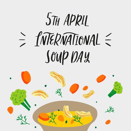 Hand drawn vector illustration of chicken soupのイラスト素材
