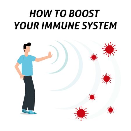 Immune system boost vector illustration. Health bacteriaのイラスト素材