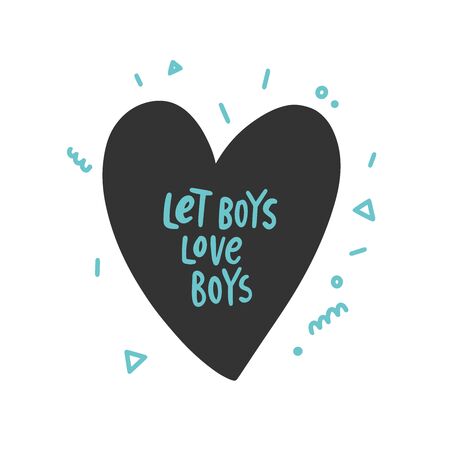 Vector lgbt lesbian gay pride trans poster card banner. Let boys love boys lettering. Isolated on bright backgroundのイラスト素材