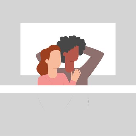 Cute vector characters sleeping together at night.のイラスト素材