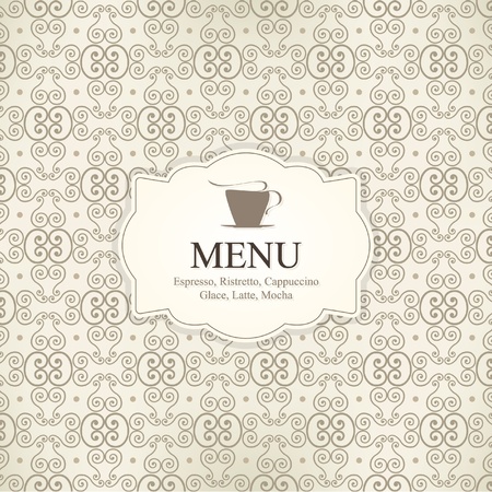 Vector. Restaurant or coffee house menu design, with seamless backgroundのイラスト素材