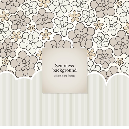 Floral background with picture framesのイラスト素材