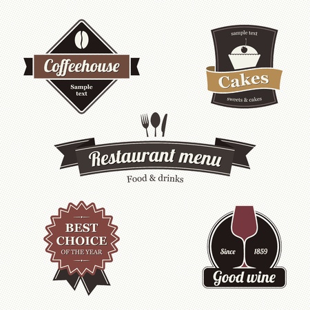 Set of restaurant labelsのイラスト素材