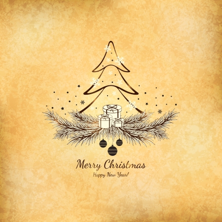 Christmas and New Year  Vector greeting cardのイラスト素材