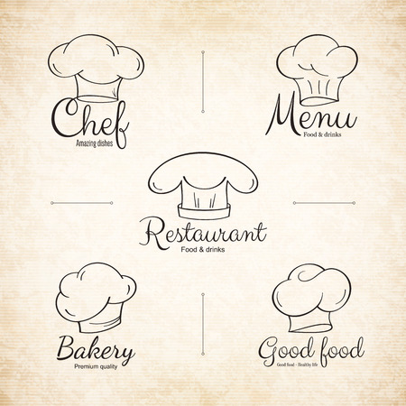 Chef hat labels set for restaurant menu designのイラスト素材