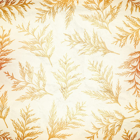 Seamless pattern with decorative branches on old paperのイラスト素材