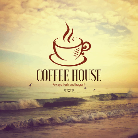 Menu for restaurant cafe bar or coffee house. On amazing sea backgroundのイラスト素材