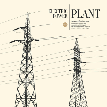 Abstract sketch stylized background. Electric power plantのイラスト素材