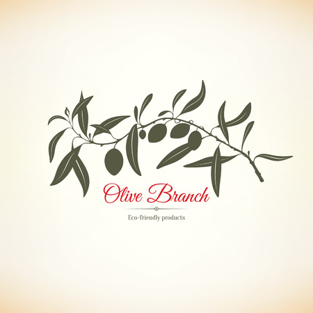 Olive label, logo design. Olive branchのイラスト素材