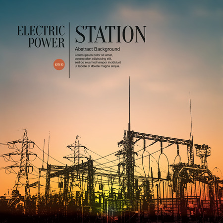 Abstract sketch stylized background. Electric power stationのイラスト素材