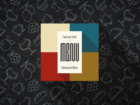 Restaurant menu design. Vector menu brochure template for cafe, coffee house, restaurant, bar. Food and drinks logotype symbol designのイラスト素材