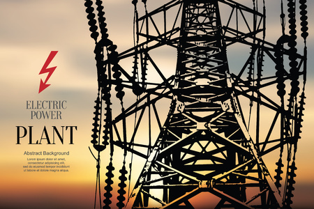 Electric power station. Abstract sketch stylized backgroundのイラスト素材