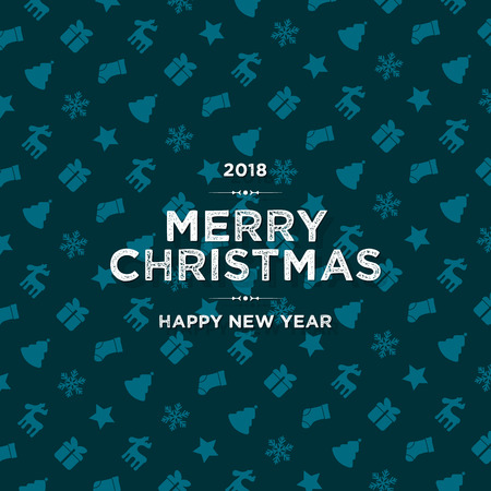 Christmas and New Year. Vector greeting card with festive backgroundのイラスト素材