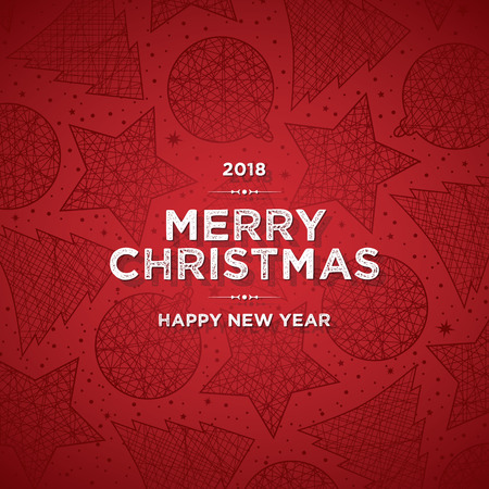 Christmas and New Year. Vector greeting card with festive backgroundのイラスト素材