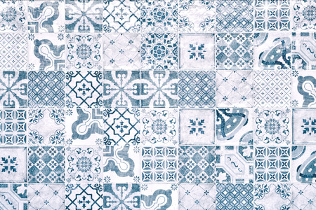 Texture of ceramic tiles in oriental turkish style. Turkish ceramic tiles lined on the wall. Ready...