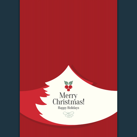 Christmas and New Year. Vector greeting card with Christmas treeのイラスト素材